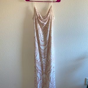 Sparkly white and rose gold long dress